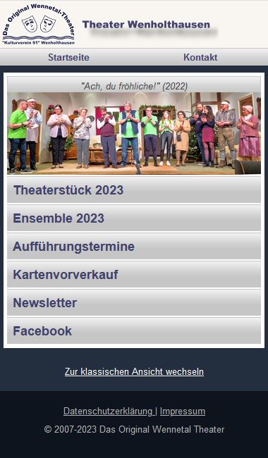 Mobile Webseite